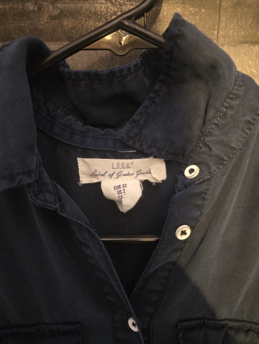 Women’s Navy Button-Front Shirt Dress - Picture 3 of 8